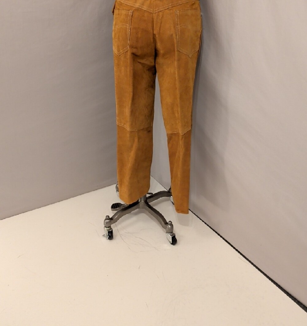 Vintage Suede Leather Long Vest and Pants 60s 70s Mod Groovy Hippie Women's SeeM - Picture 6 of 16